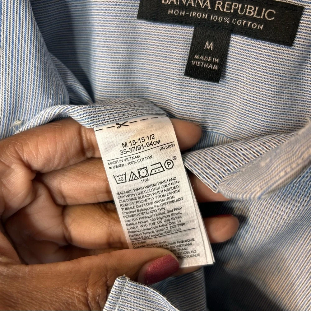 Banana Republic Men’s Slim Fit Non-Iron 100% Cotton Blue Shirt Button-up Size M